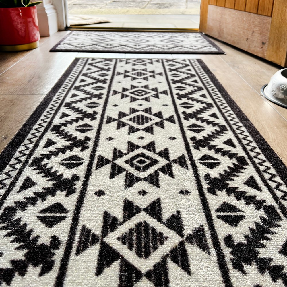 My Tribal Washable Indoor Runner in Black